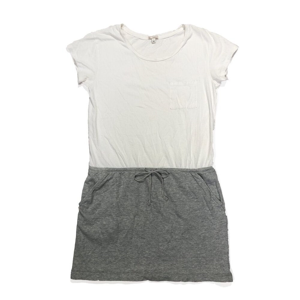 Gap Womens Dress Size S White Gray Drawstring Short Sleeve Dress
